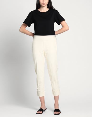 Woman Pants Cream Size 6 Cotton, Elastane