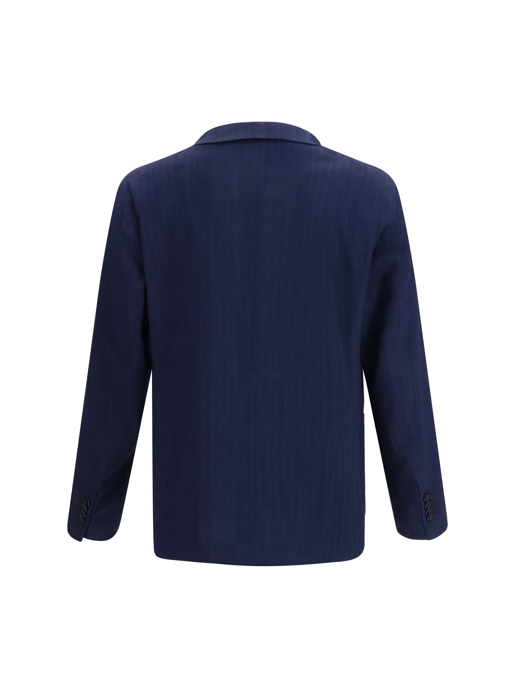 Herringbone Fleece Wool Blazer — Blue