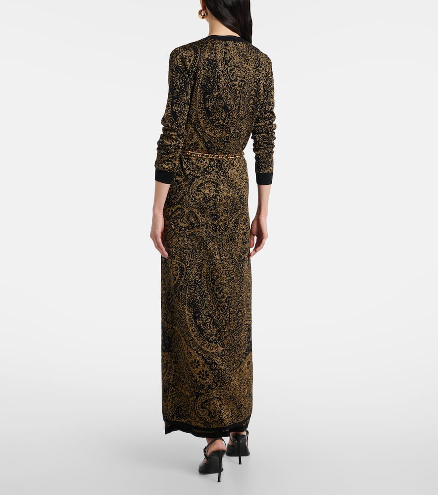 Paisley wool-blend lamé cardigan