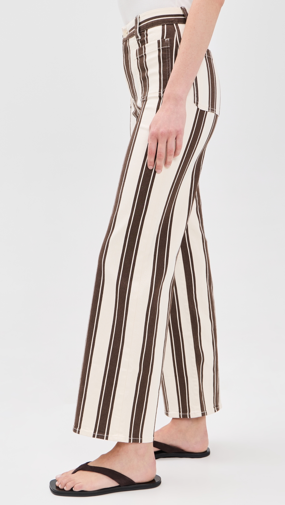 The Emmy Wide Leg Pants Ivory & Brown Stripe