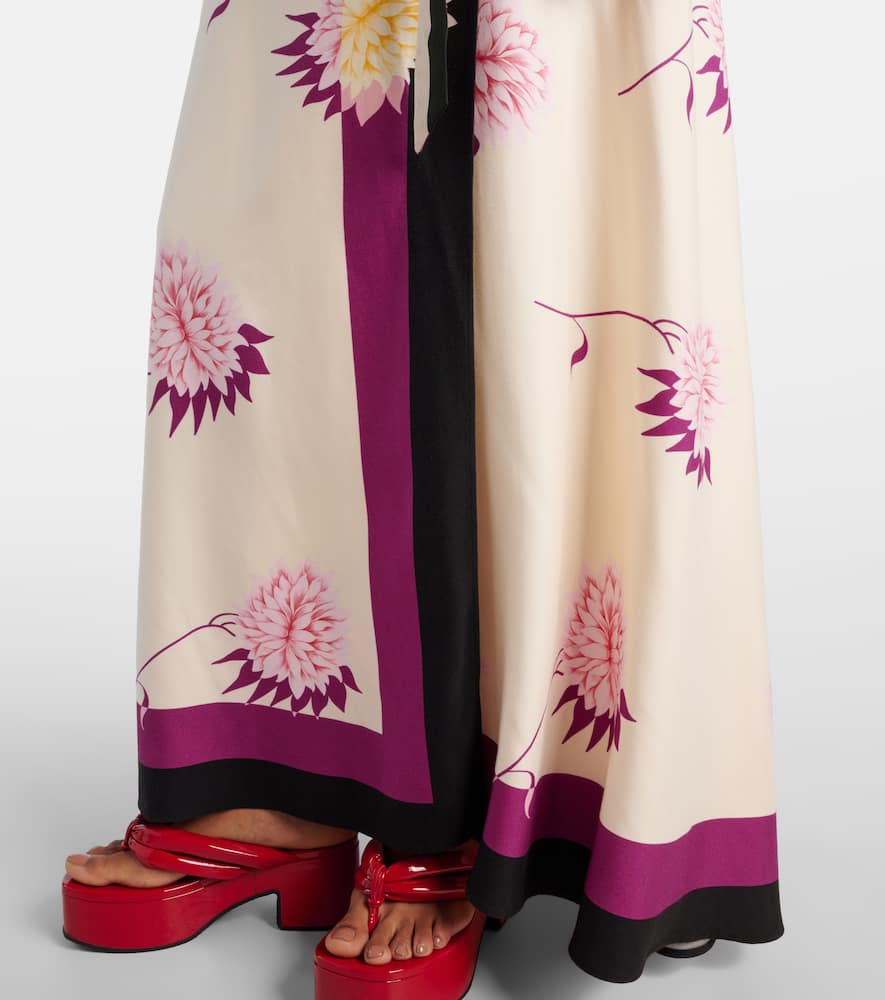 Floral silk twill wrap dress