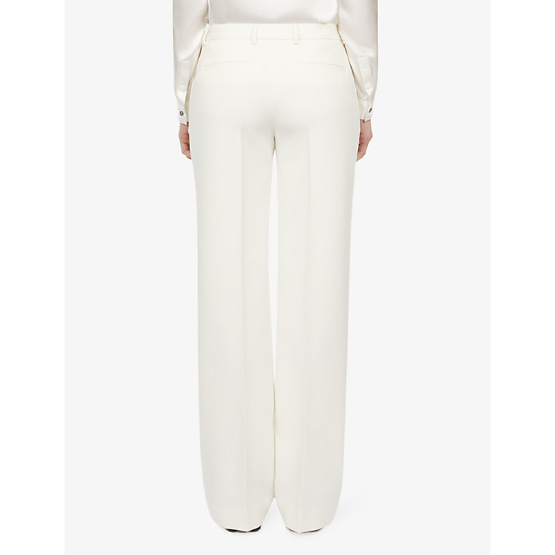 Womens Ecru Straight-leg High-rise Stretch-woven Trousers 6