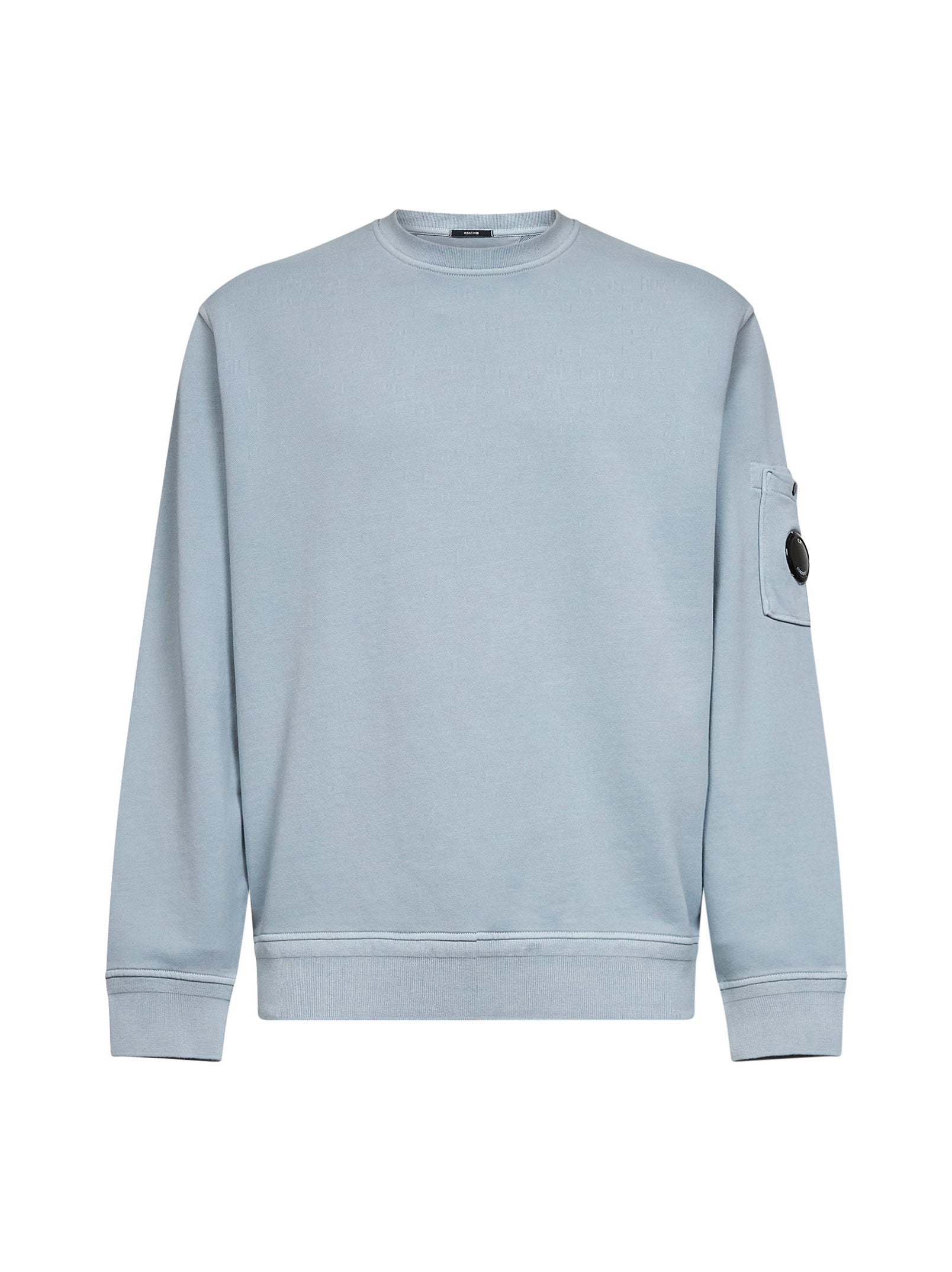 Diagonal Cotton Fleece Sweatshirt — Blue