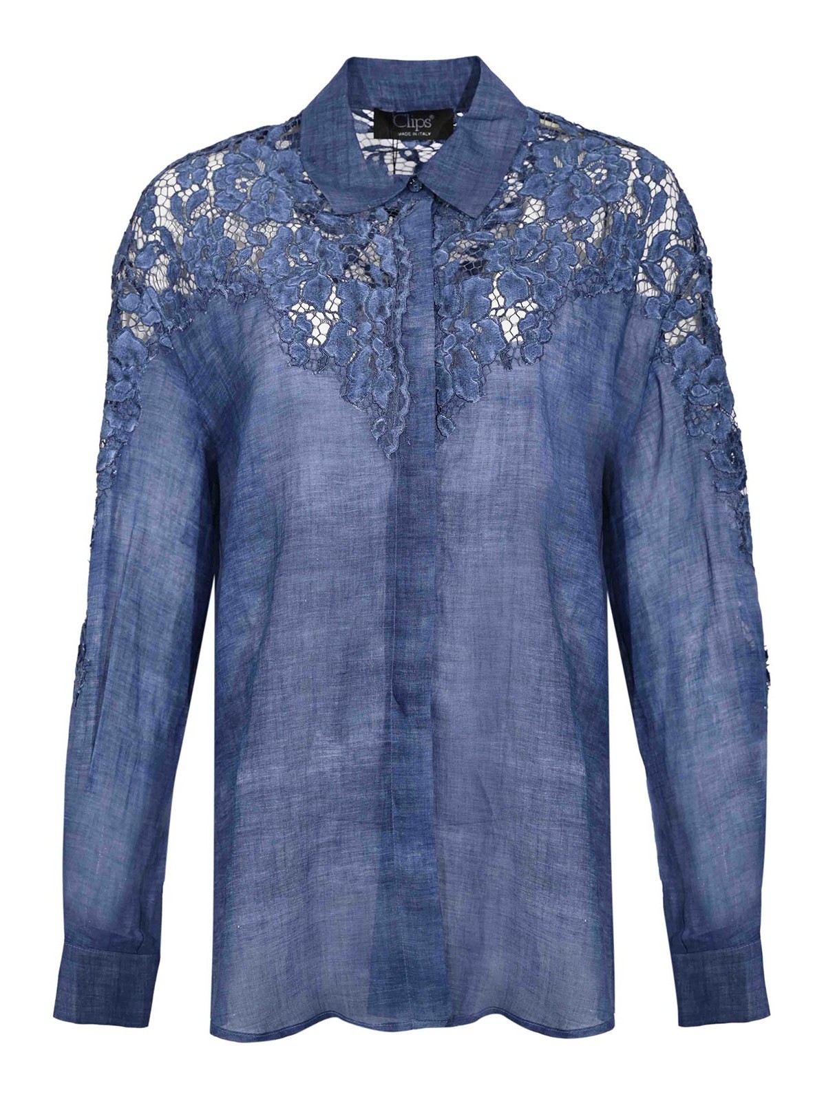 Perforated Ramie Shirt With Floral Details