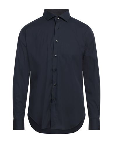 Man Shirt Midnight blue Size 17 Cotton, Polyamide, Elastane