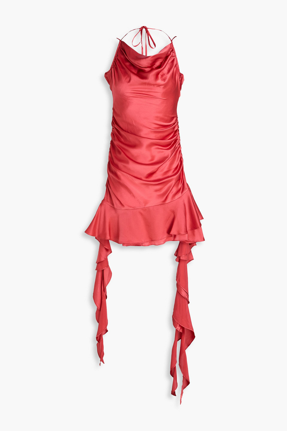 Alba ruffled draped silk dress - Red - UK 6