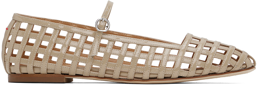 Aeyde Beige Uma Caged Mary-Jane Ballerina Flats