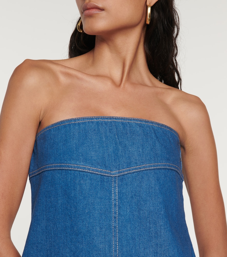 Strapless denim midi dress