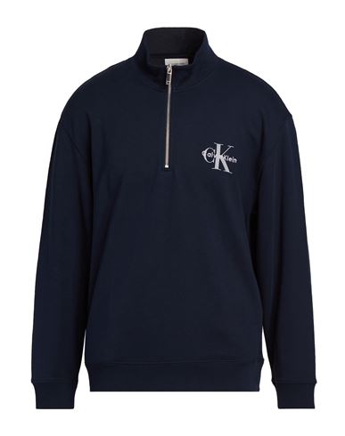 Man Sweatshirt Navy Size L Cotton