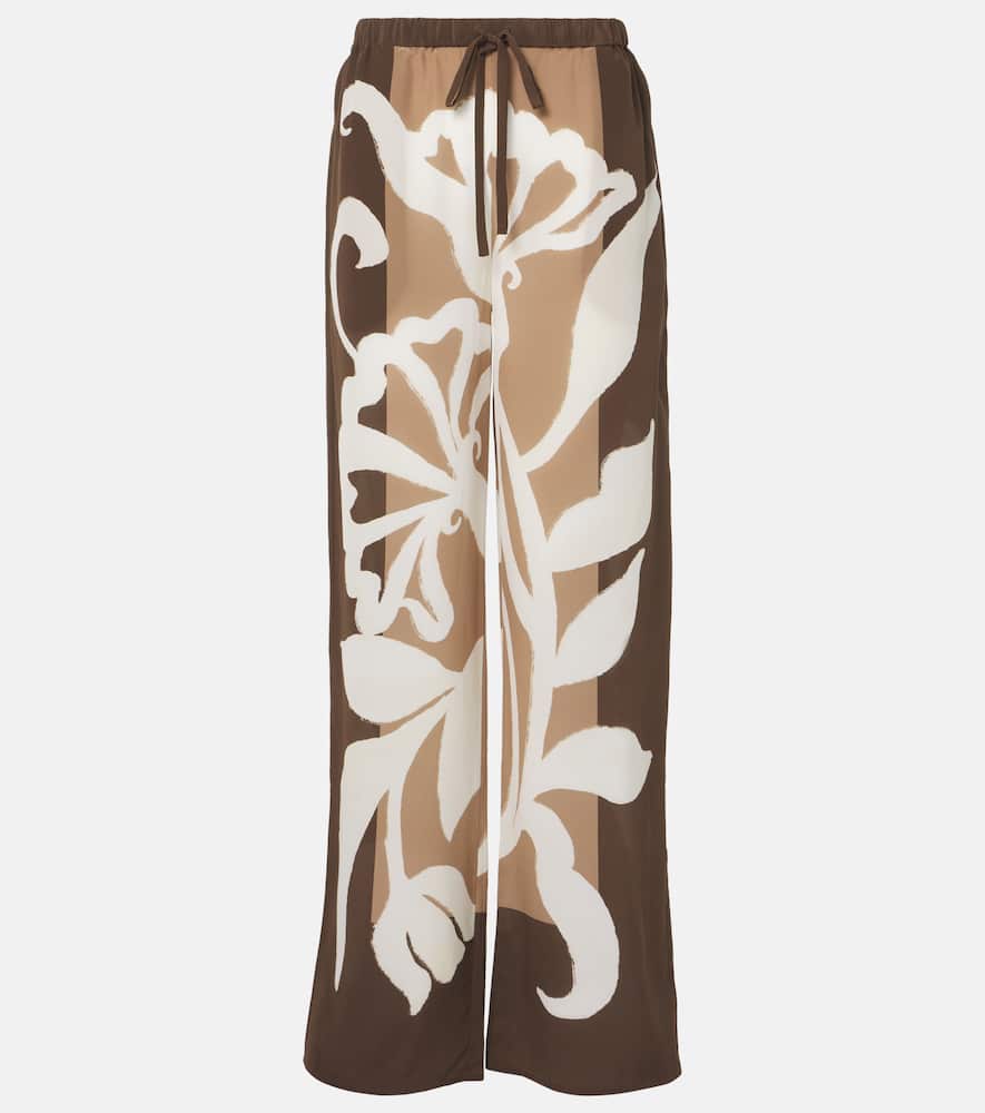 Portia printed silk satin wide-leg pants