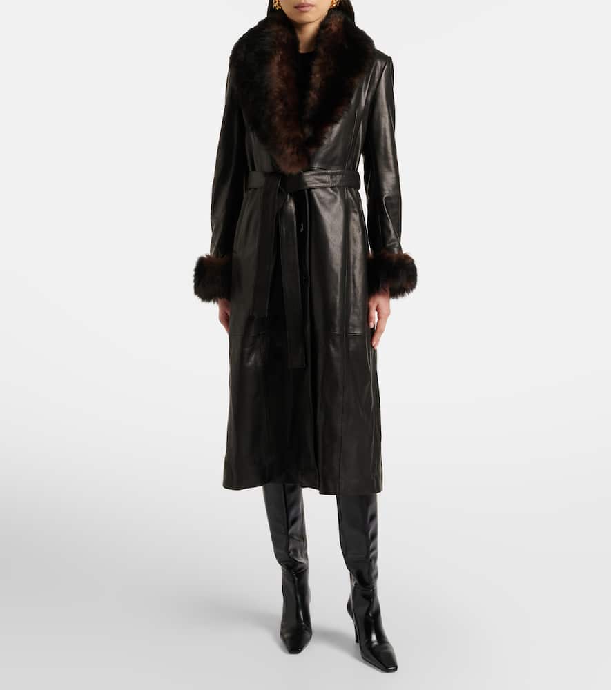 Baez shearling-trimmed leather coat
