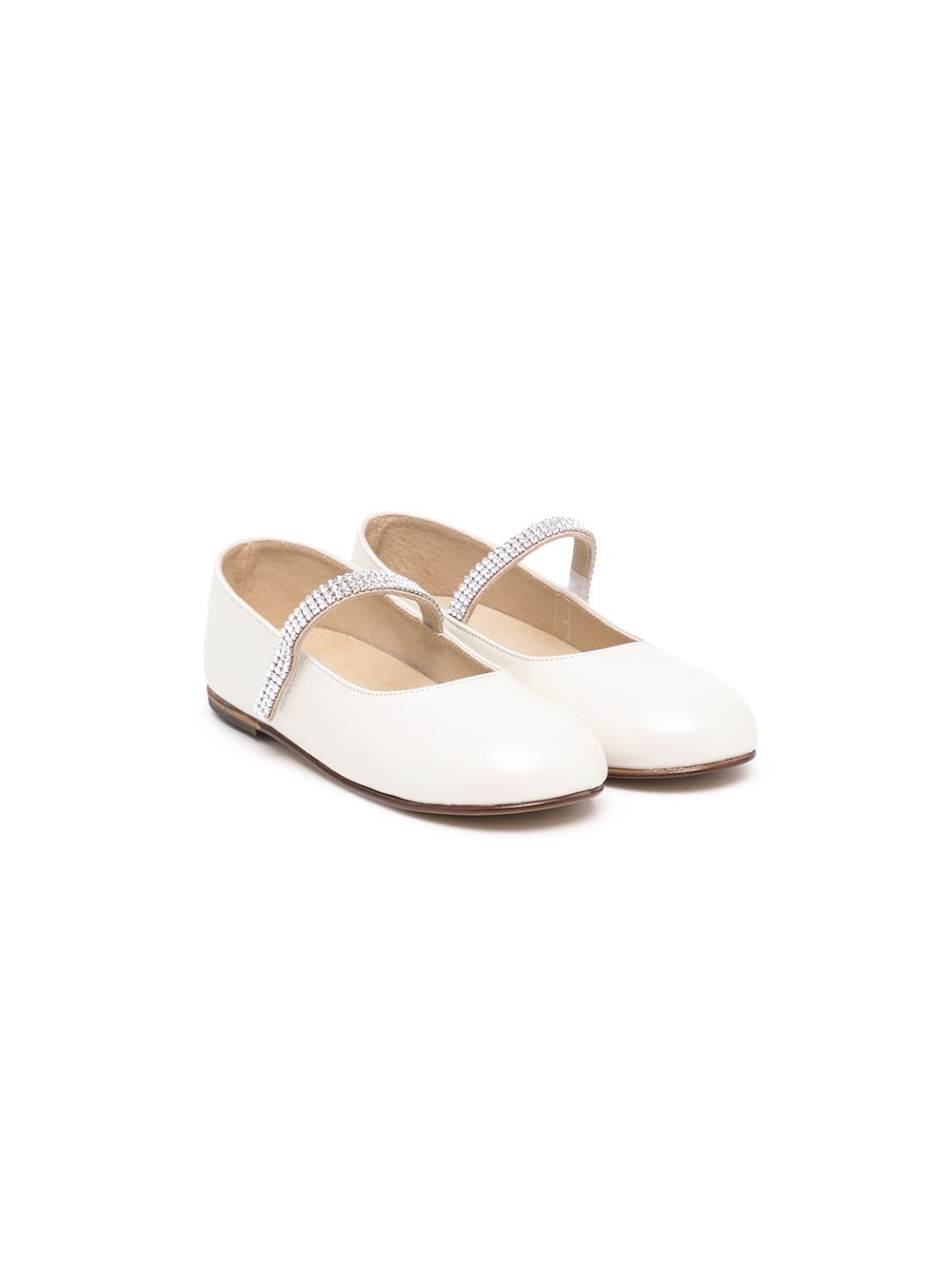 Crystal-embellished ballerina shoes - White