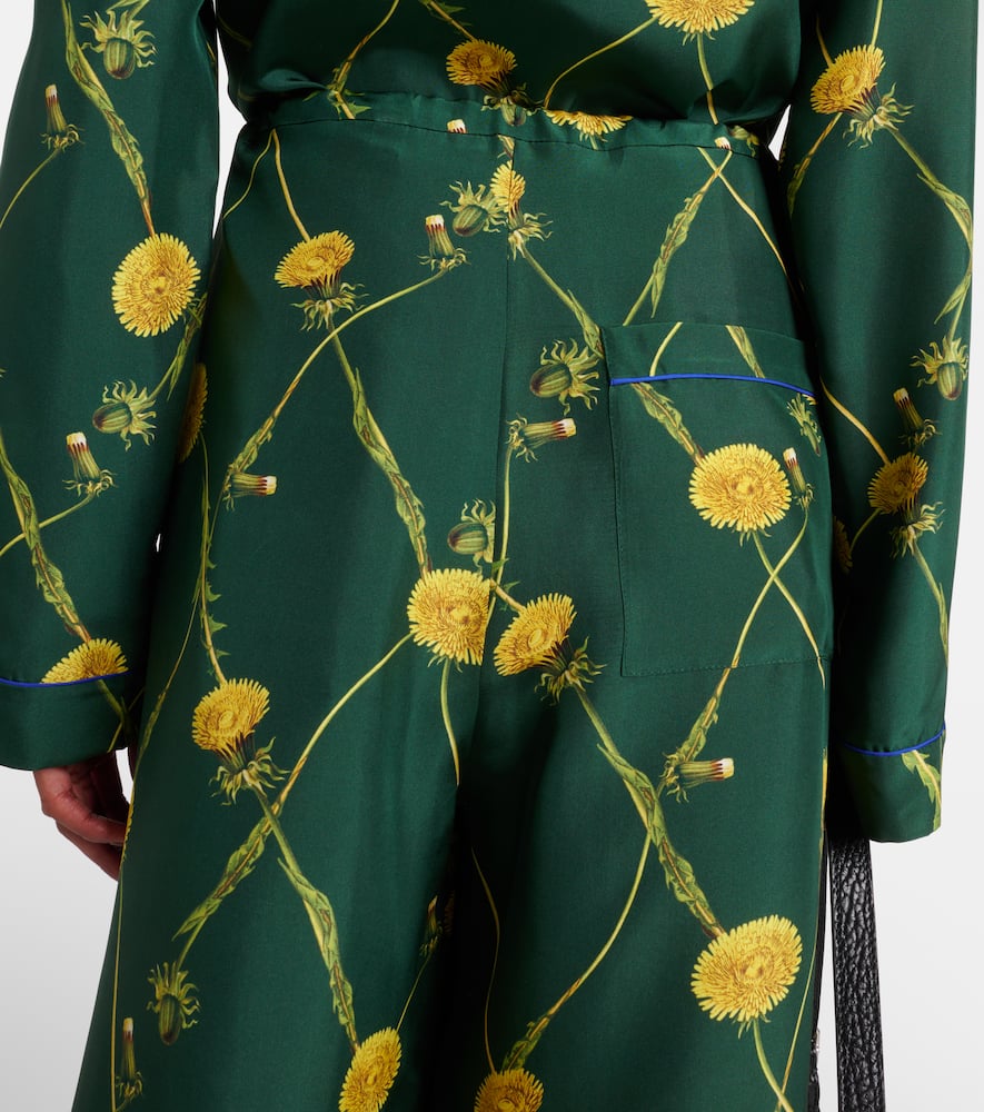 Floral silk pajama pants