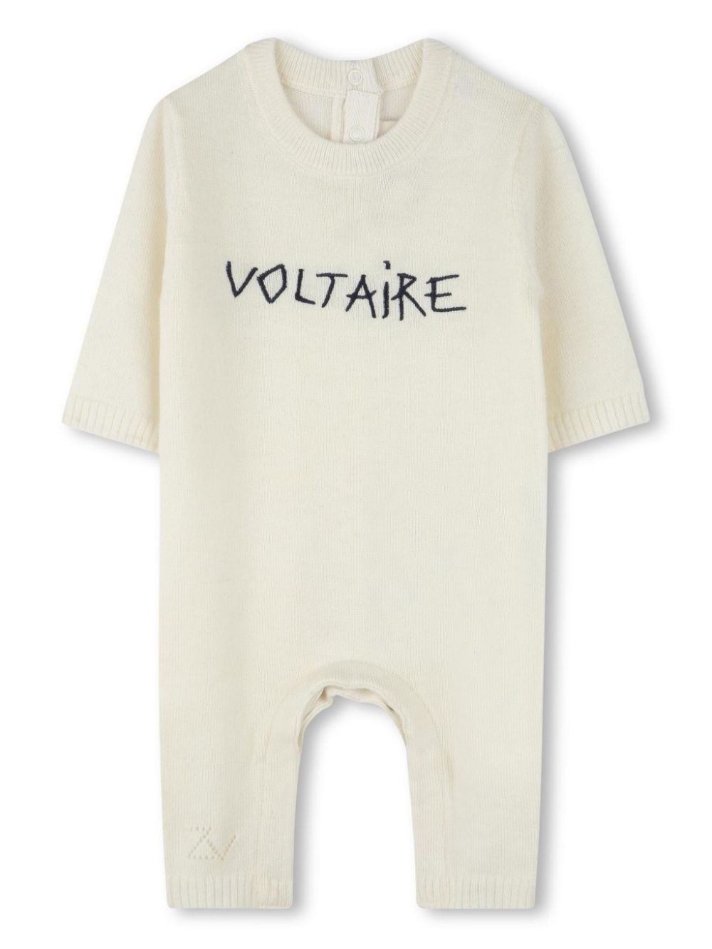 Logo-embroidered romper - Neutrals