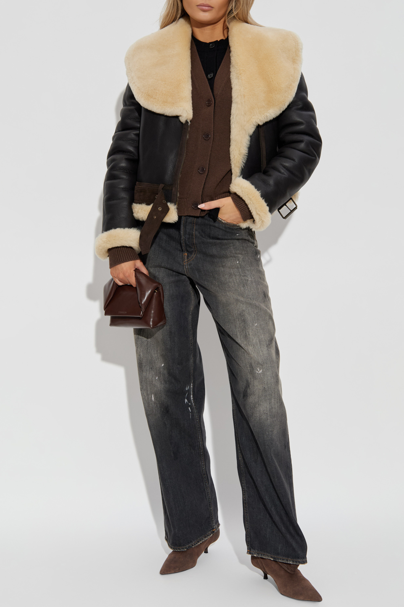 Wool Cardigan, Women's, Brown