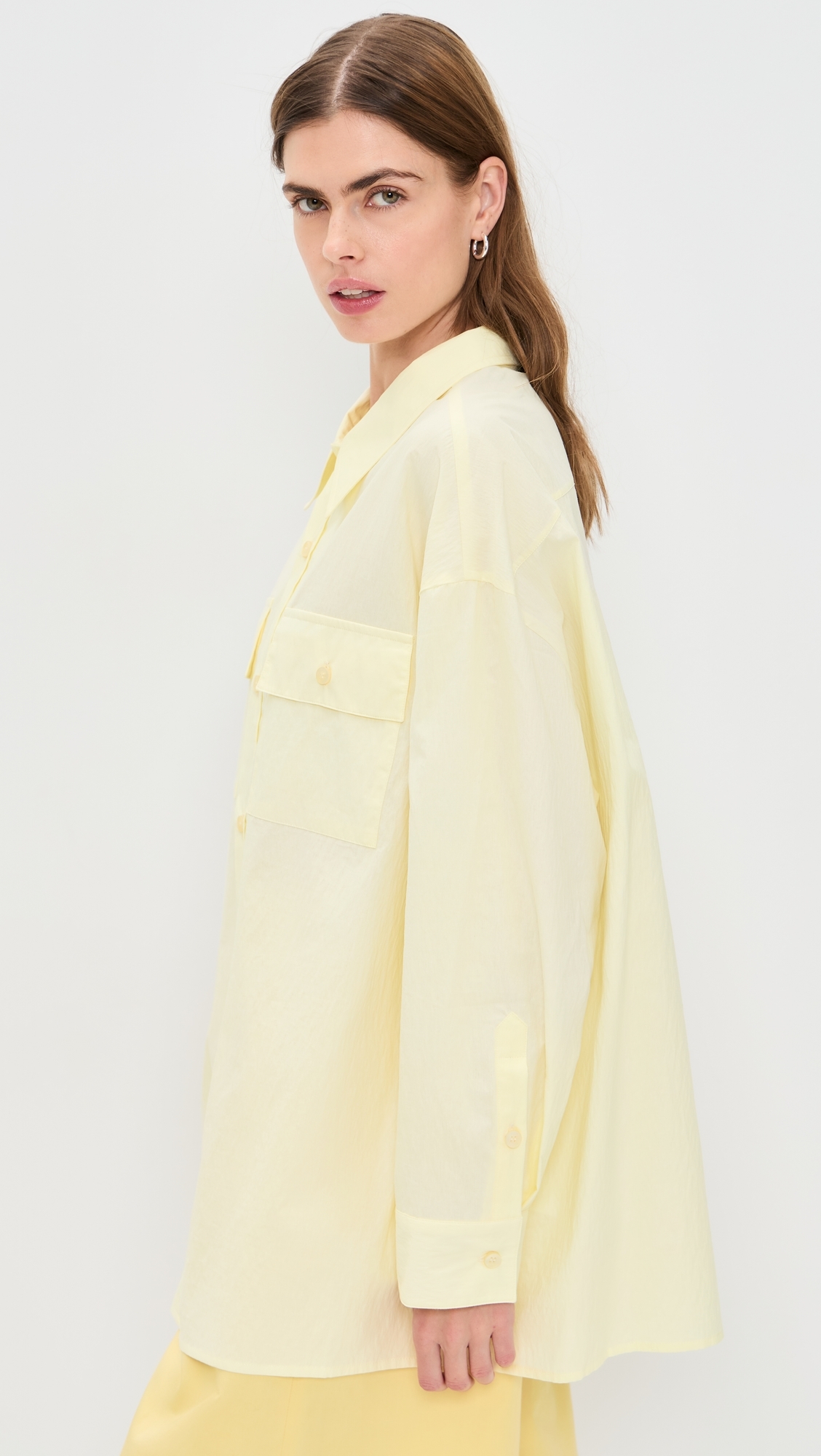 Daria Crinkled Effect Shirt Light Yellow