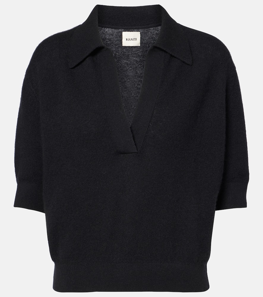 Khaite Shrunked Jo cashmere-blend polo sweater