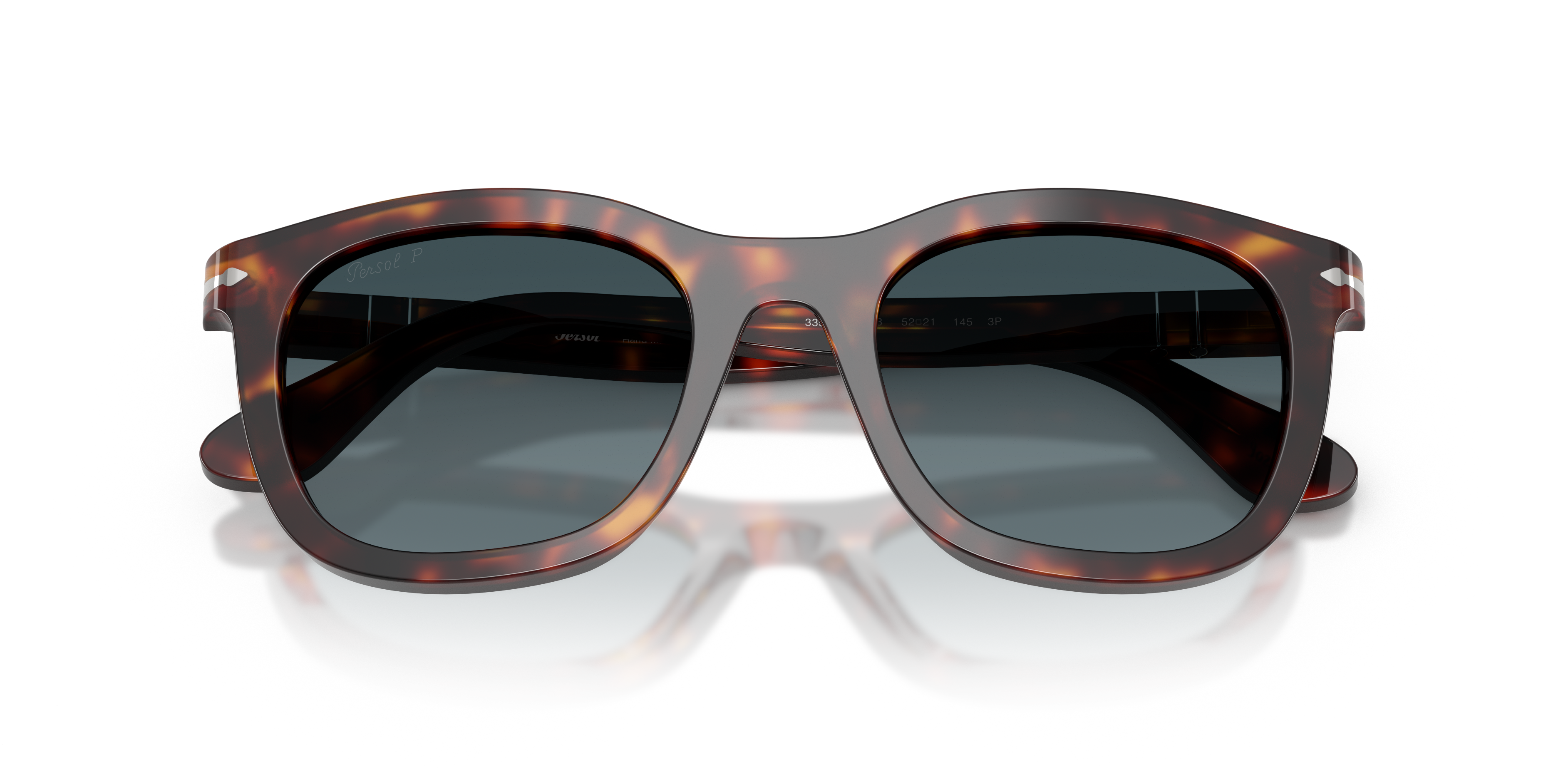 Persol Unisex Persol PO3395S 24/S3 Occhiali da sole Acetato Tartaruga Blu Pantos Polarizzata Sfumato