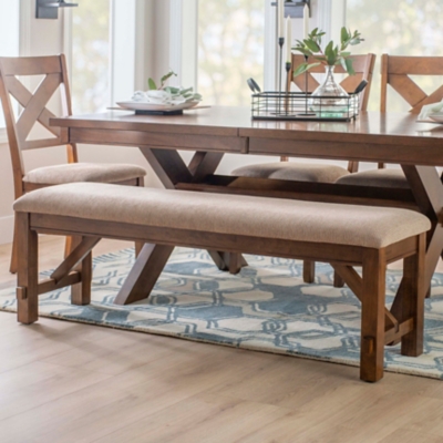 Linon Kacey Dining Bench, Dark Hazelnut