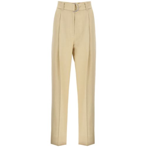 Belted straight-leg trousers - Neutrals