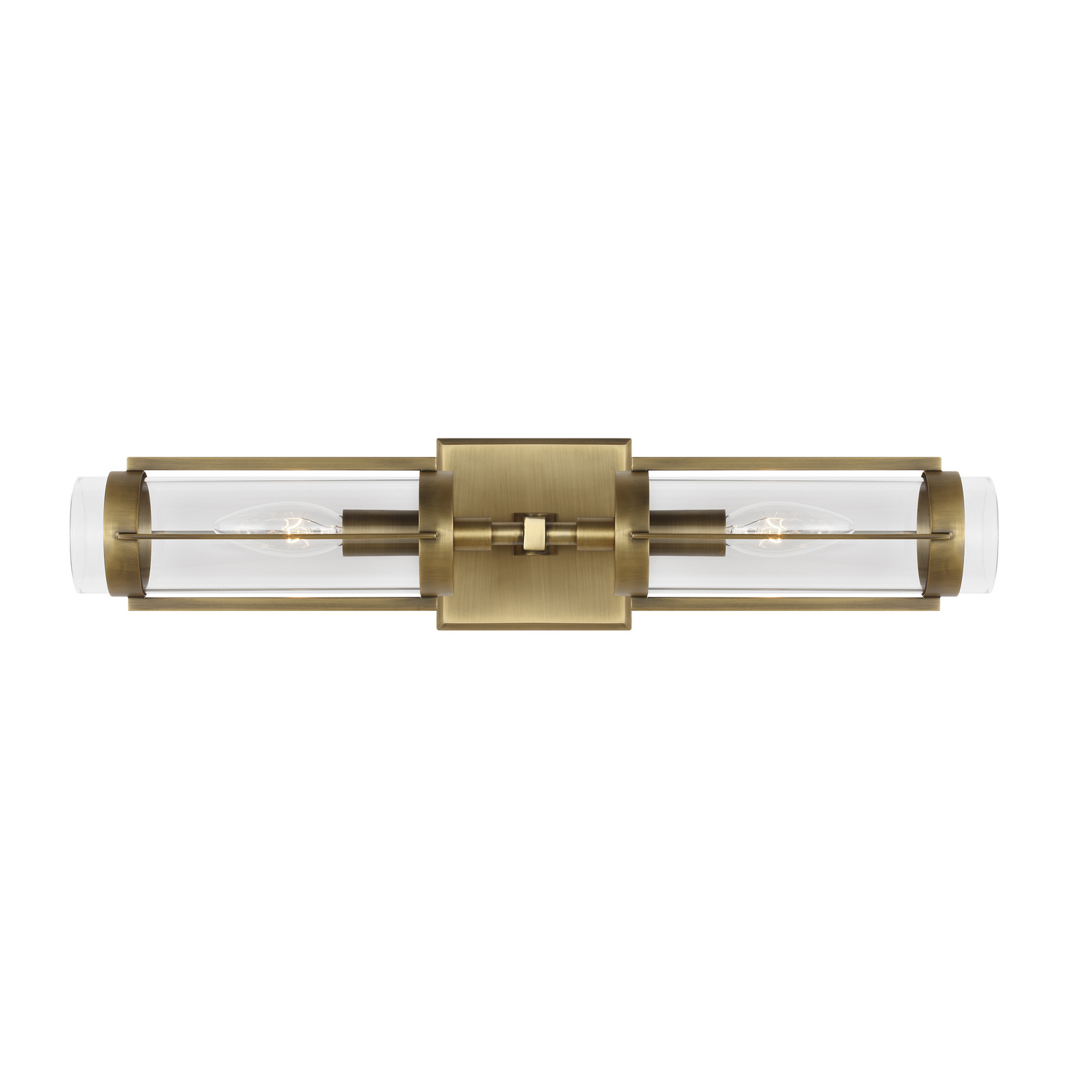 Visual Comfort Studio Flynn 2-Light Bathroom Vanity Light in Time Worn Brass by Ralph Lauren