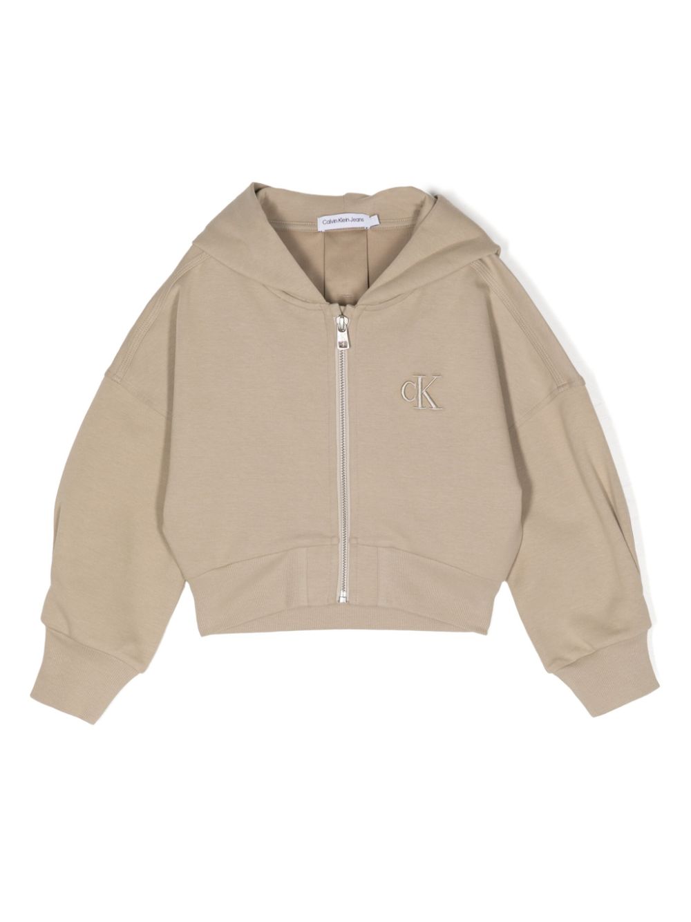 Logo-embroidered zip-up hoodie - Brown
