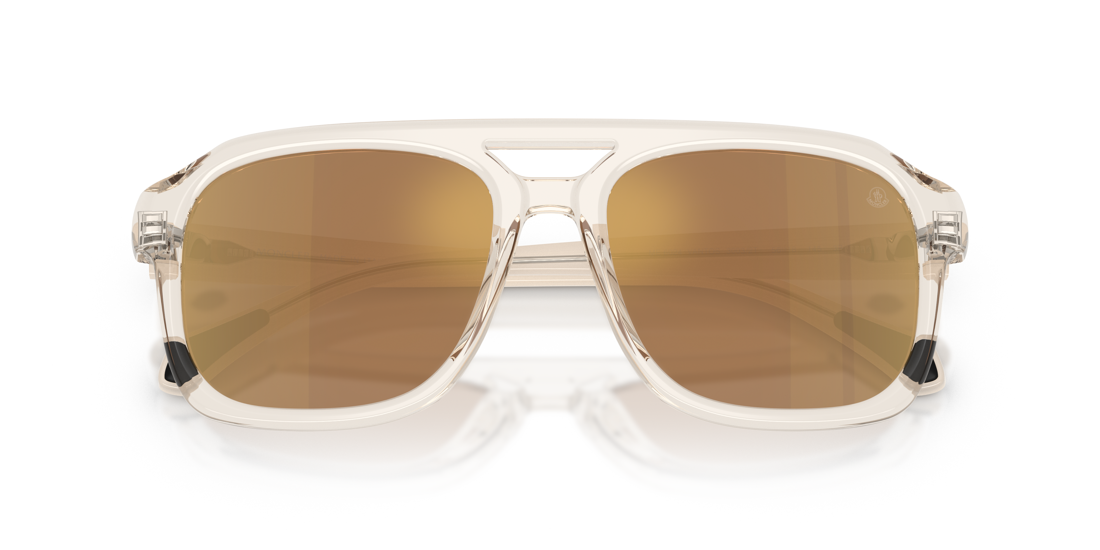 Moncler Unisex Moncler ME6024 VANTOS 30032T Gafas de sol Acetato Blanco Marrón Pillow Polarizado reflejado