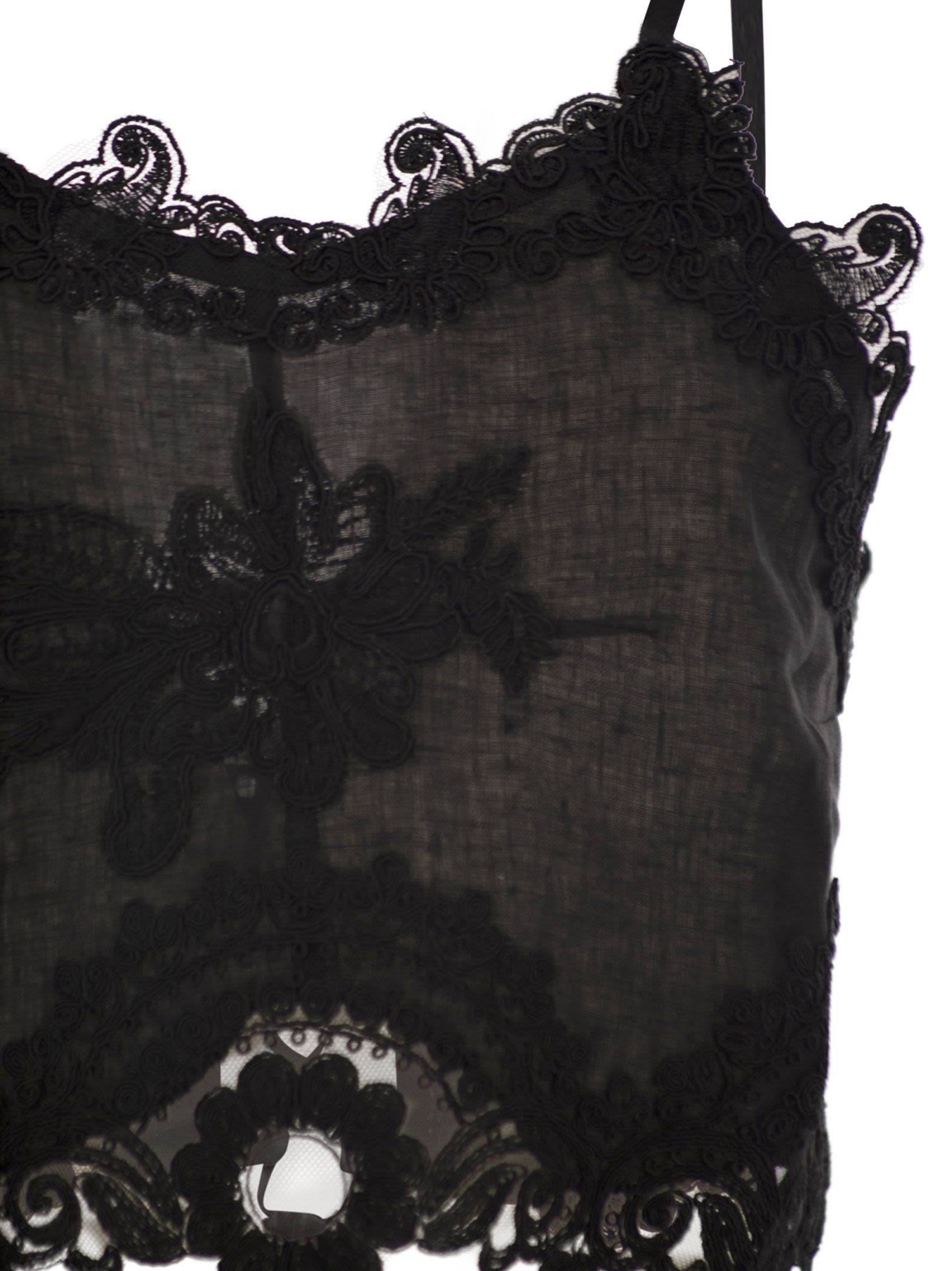 Maurizio Mykonos - Haut style lingerie en lin et rayonne avec broderie et dos corset