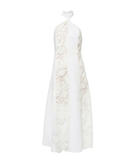Halterneck cotton lace midi dress