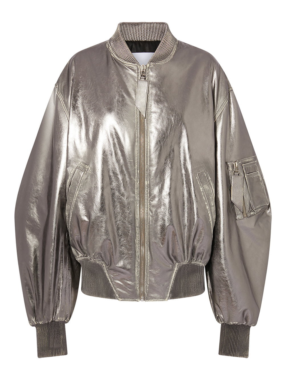 Mirrored leather bomber jacket - Runway