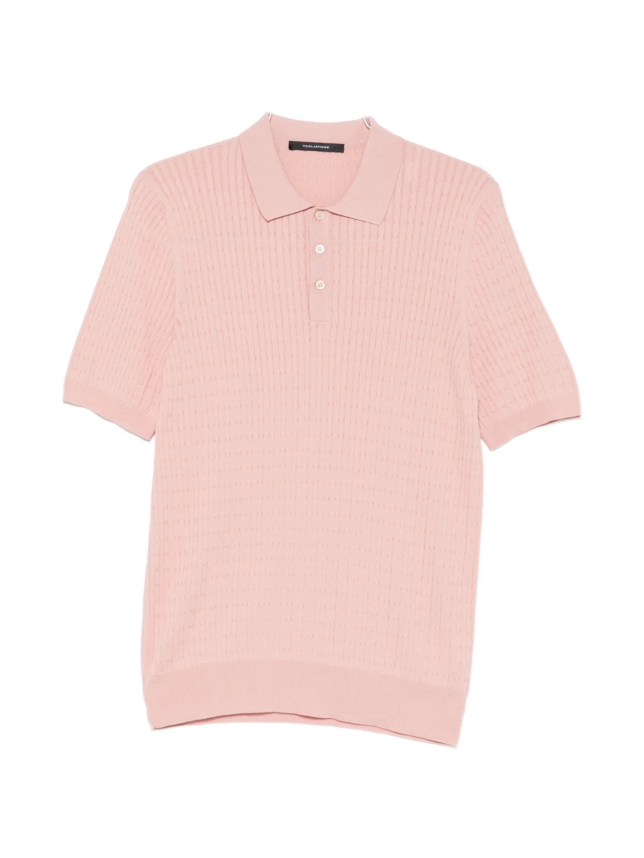 Men's Cable-Knit Polo Shirt with Ribbed Details