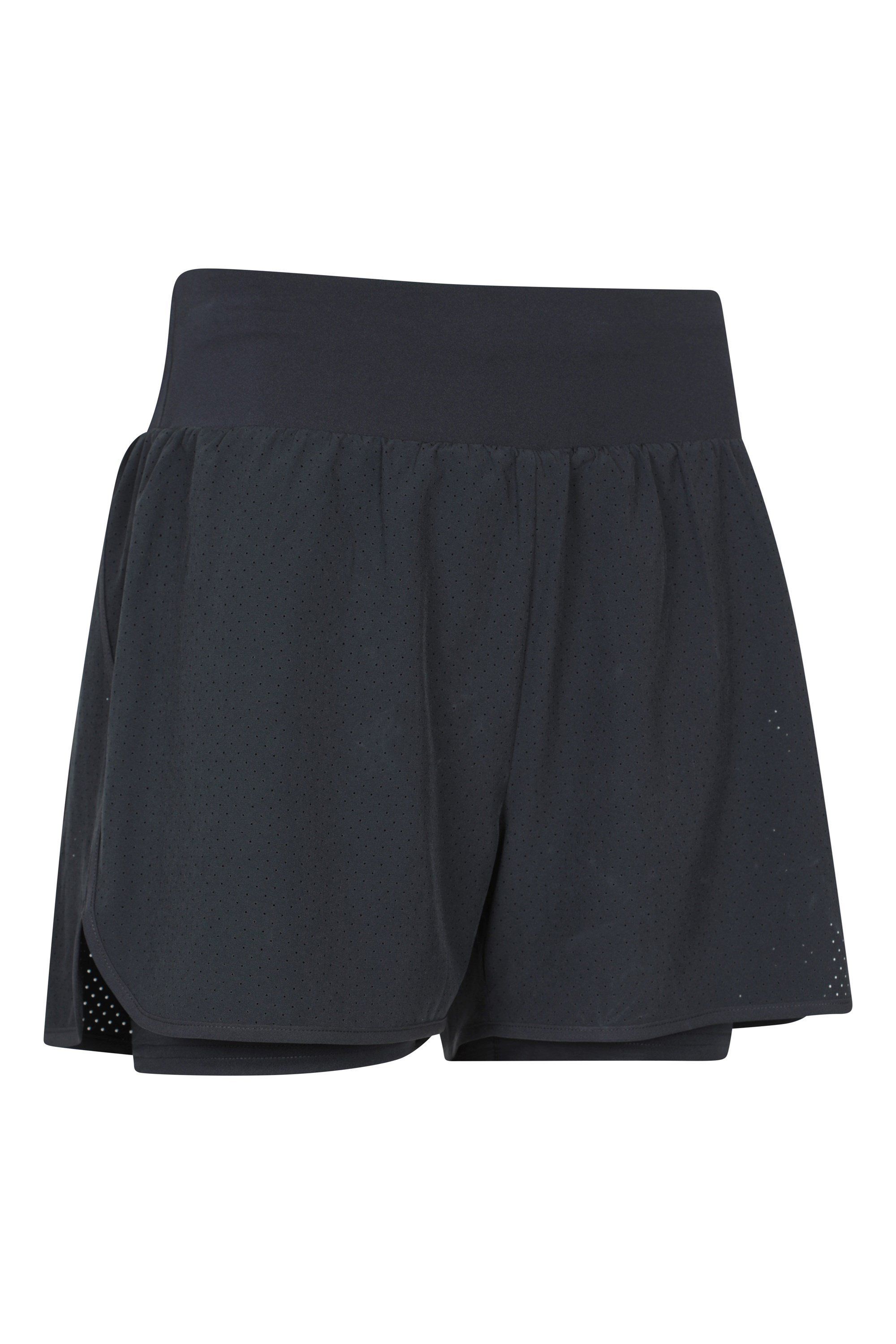 Mountain Warehouse Women's 'Double Layer' Quick Wicking Active Running Shorts in Black
