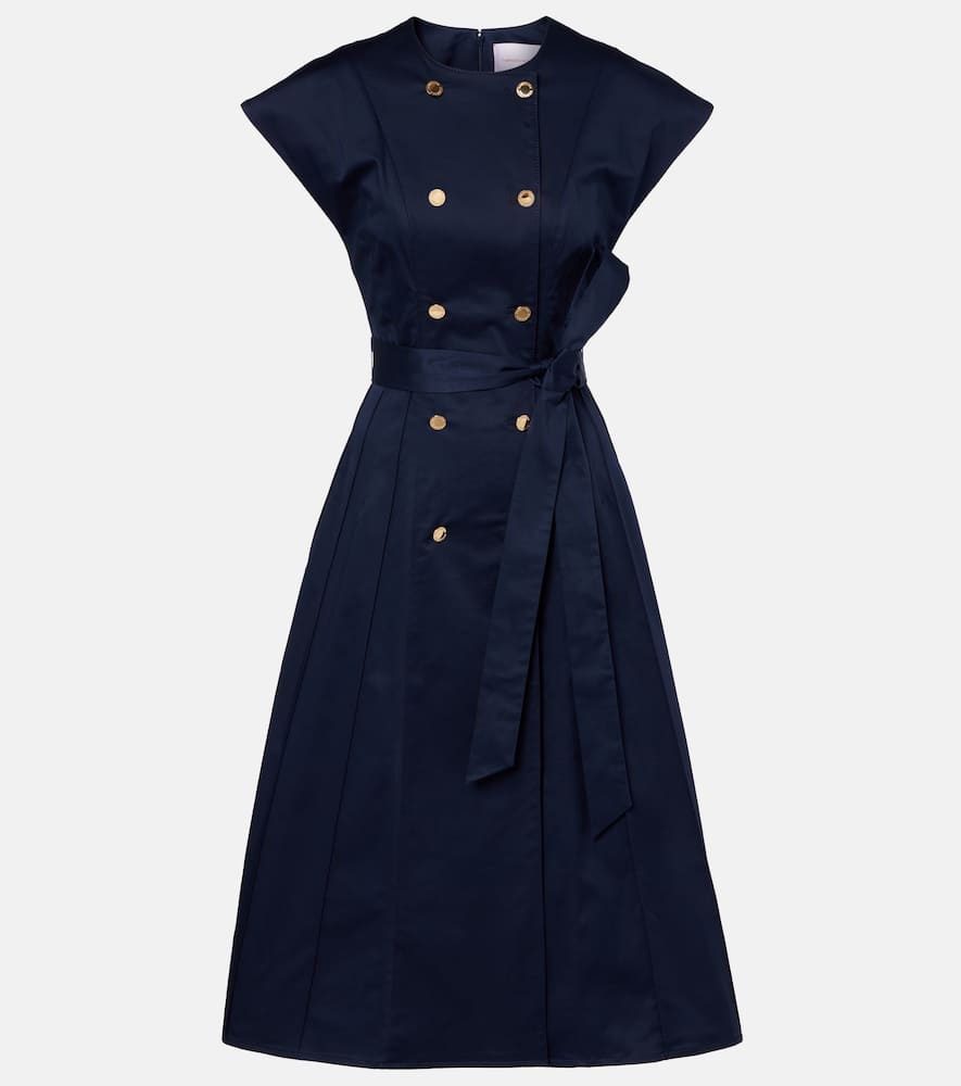 Cotton-blend sateen midi dress