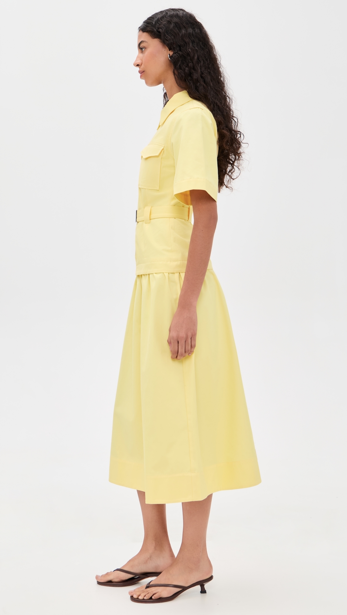 Pearl Belted Dress Butter Yellow