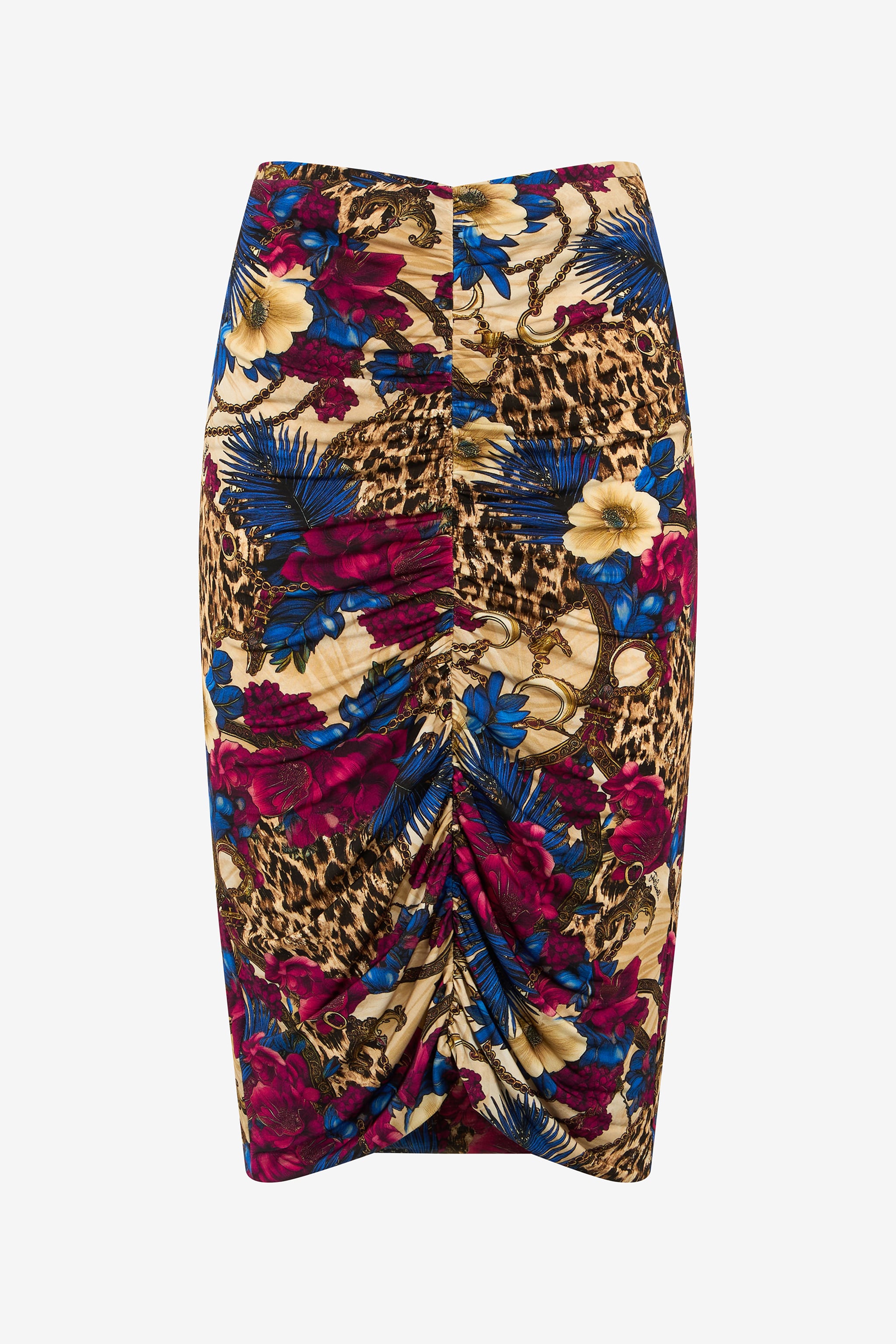 Flower Leo Print Midi Skirt