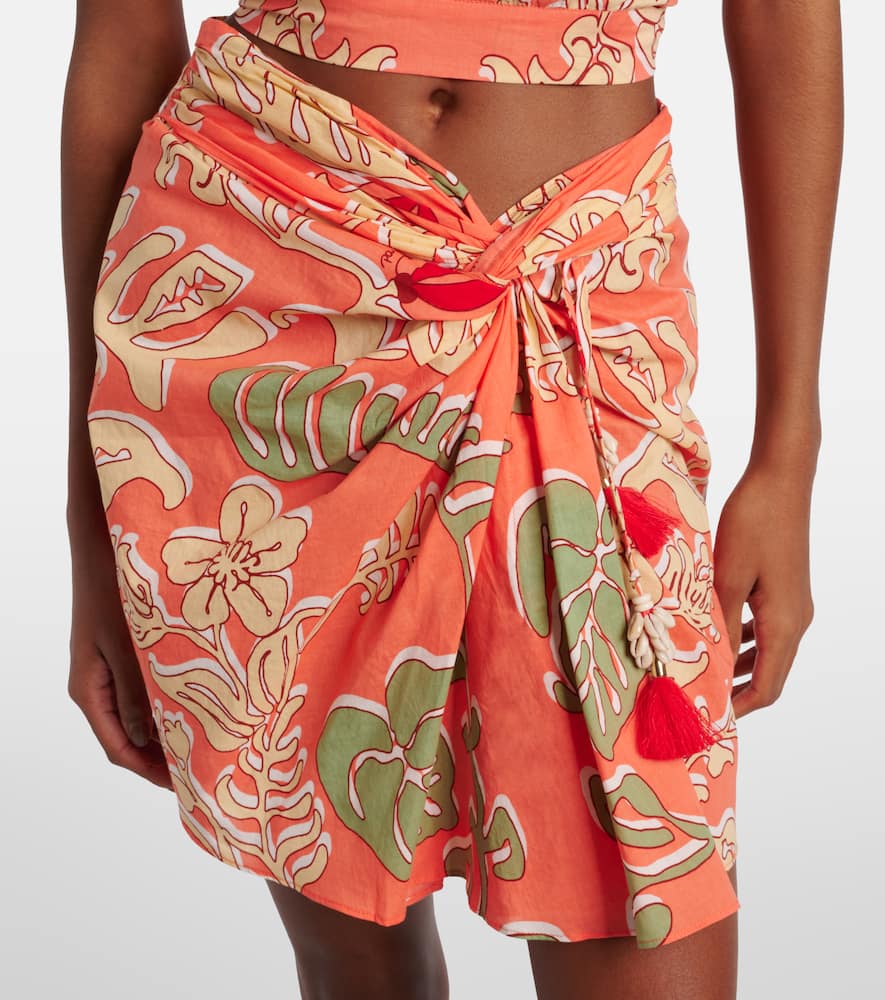 Tilda gathered printed cotton miniskirt