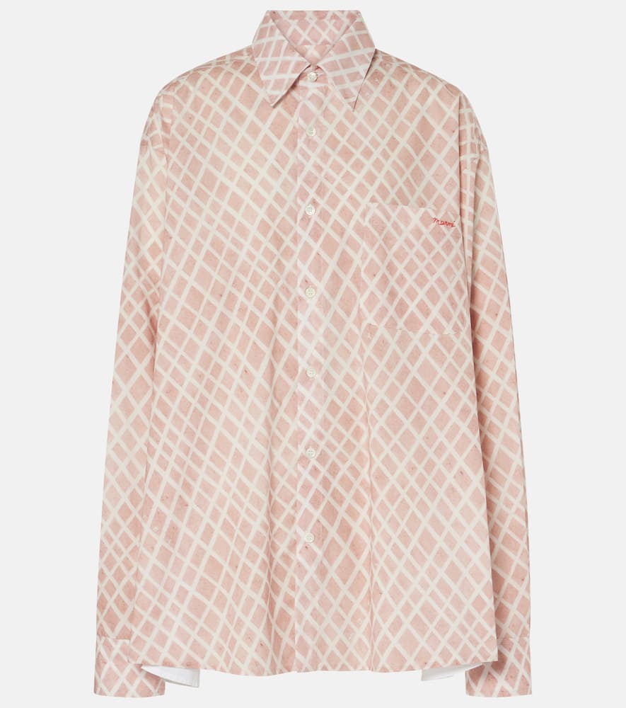 Checked cotton poplin shirt