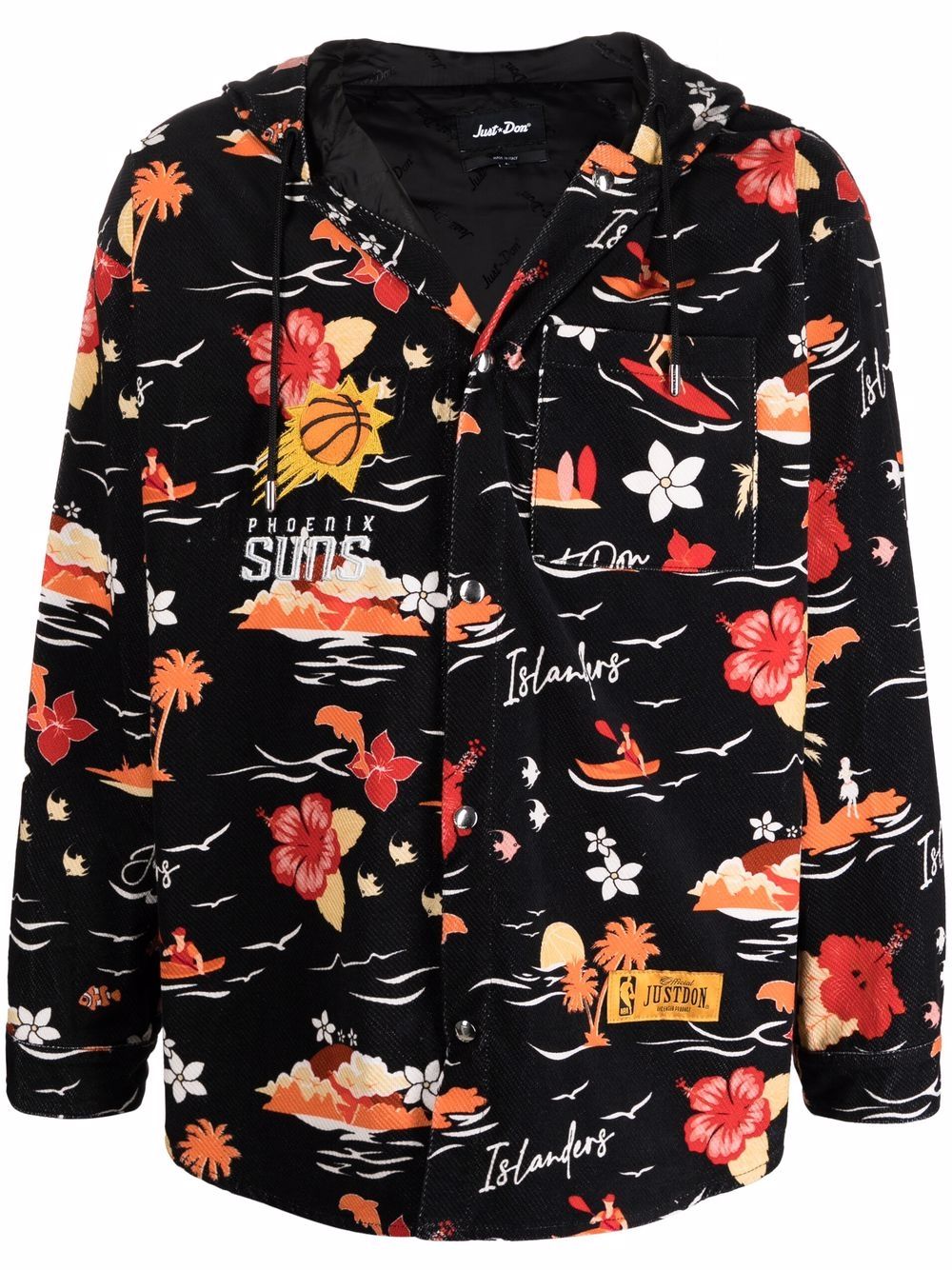 Graphic-print hooded jacket - Black