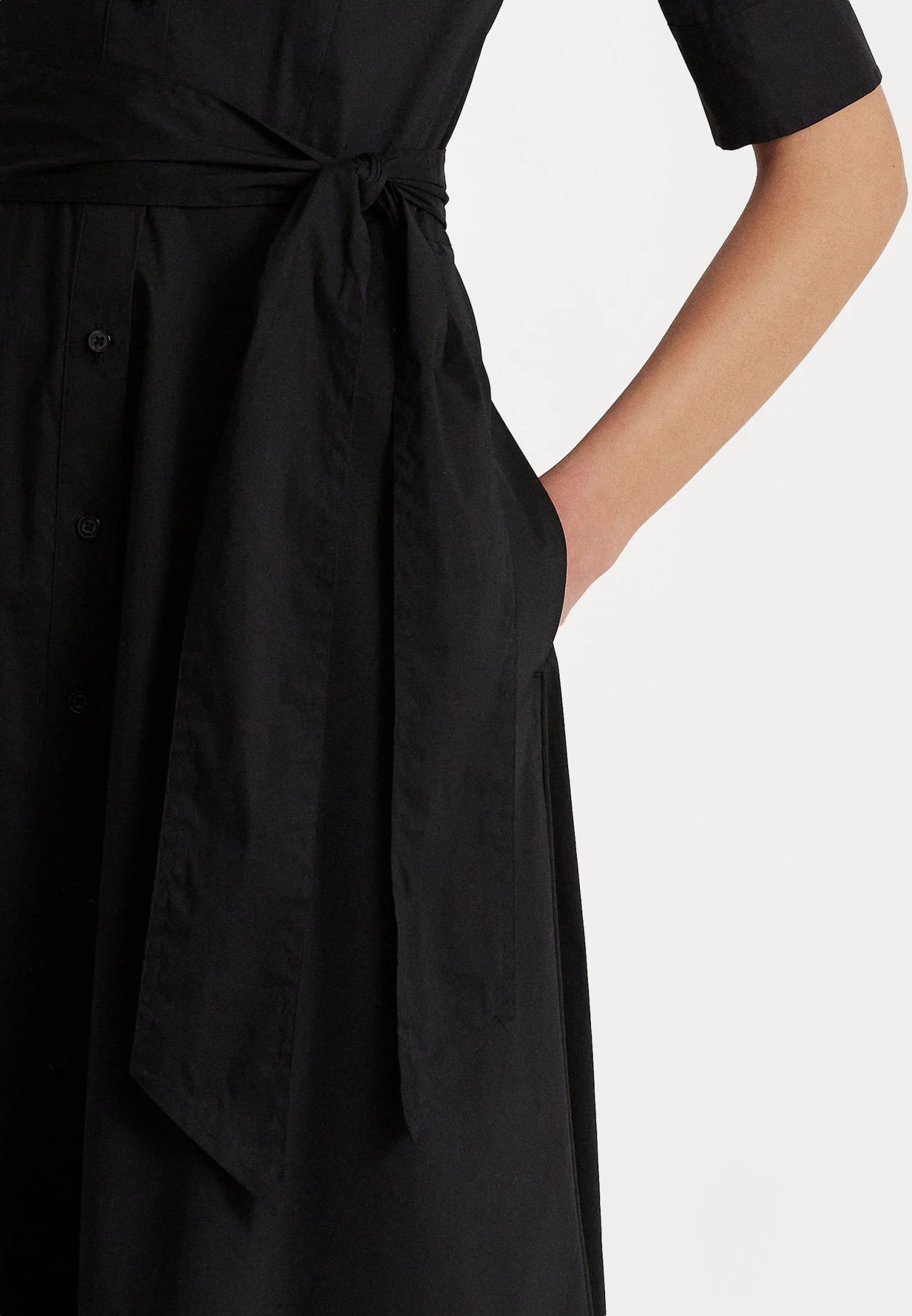 Short-sleeved shirt dress - Black