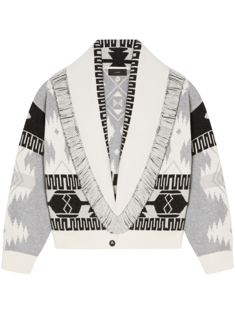 Icon jacquard cardigan bomber - White