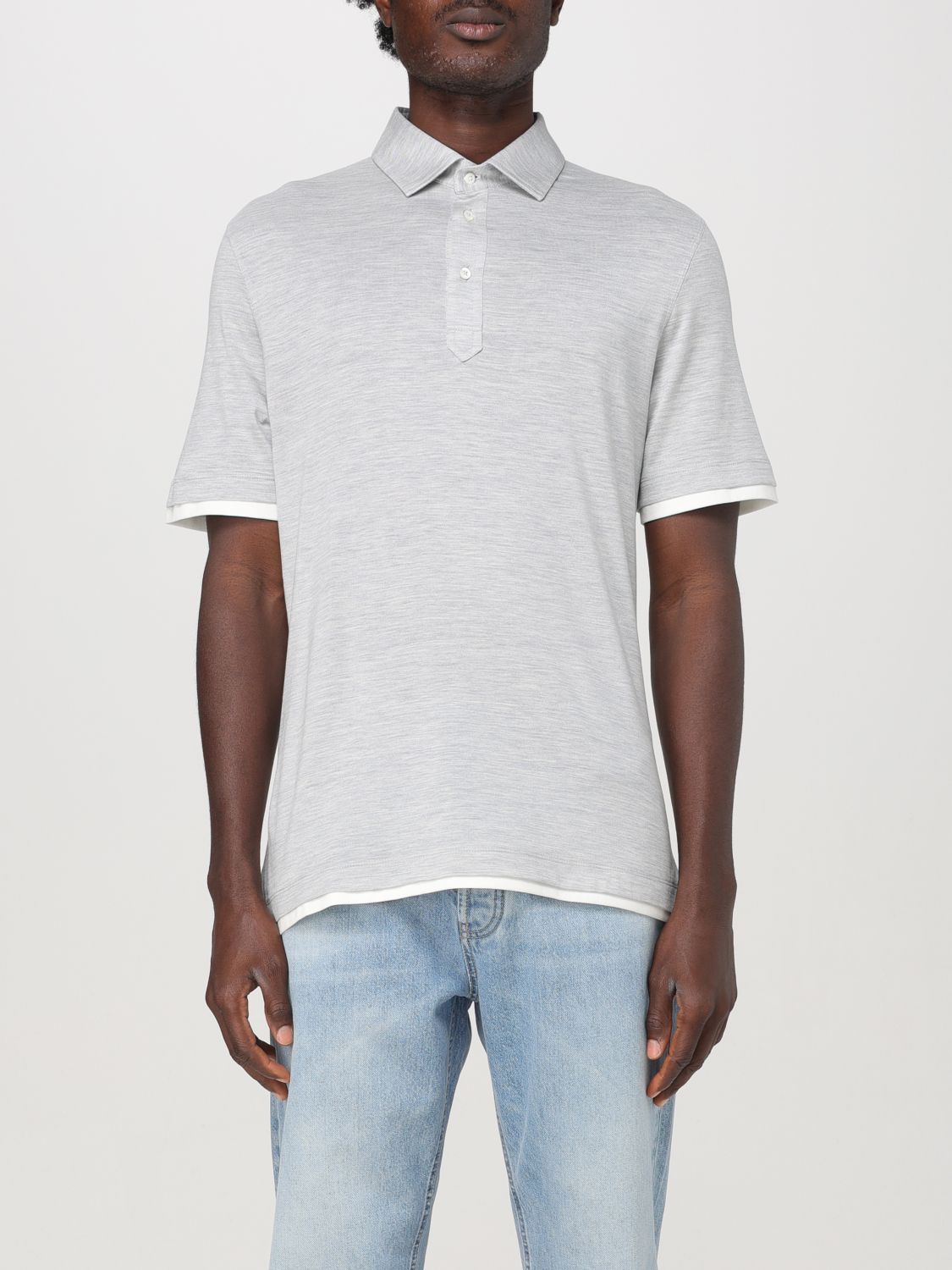 Contrast-trim polo shirt - Grey