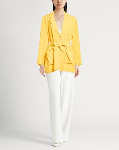Woman Blazer Yellow Size 6 Acetate, Silk