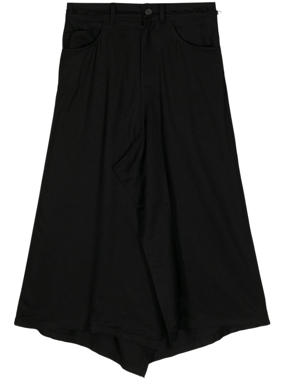 Asymmetric-hem midi skirt - Black