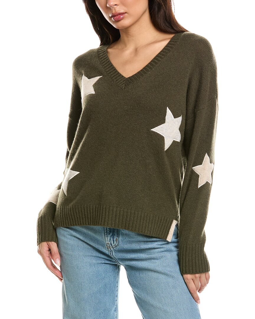 Perrie Patch Star V-Neck Cashmere Sweater