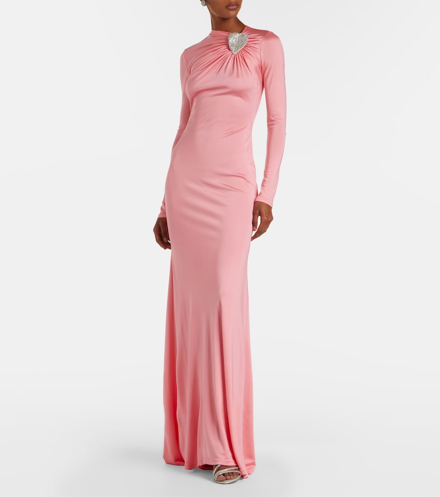 Embellished satin gown