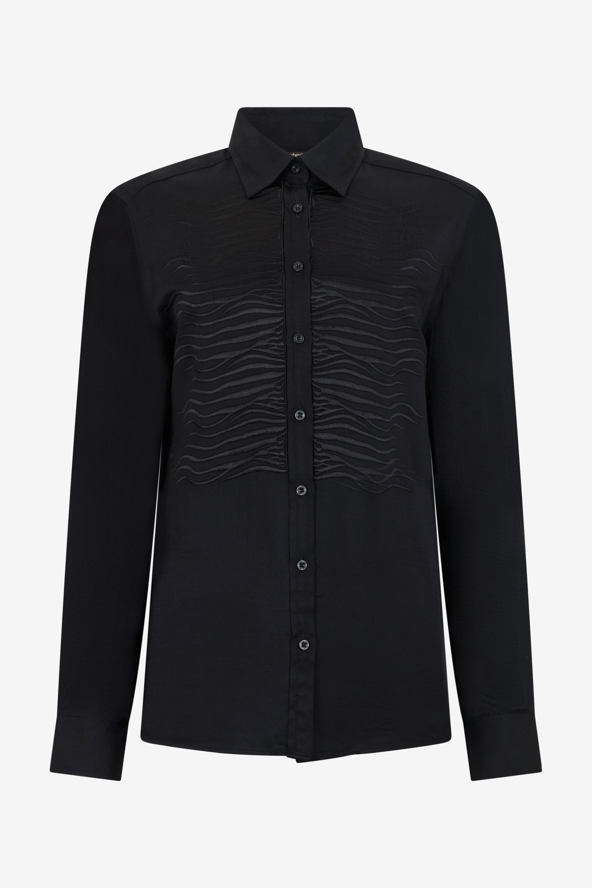 Black Shirt With Embroidered Zebra Motif