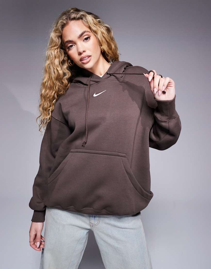 Phoenix Fleece oversized hoodie in brown