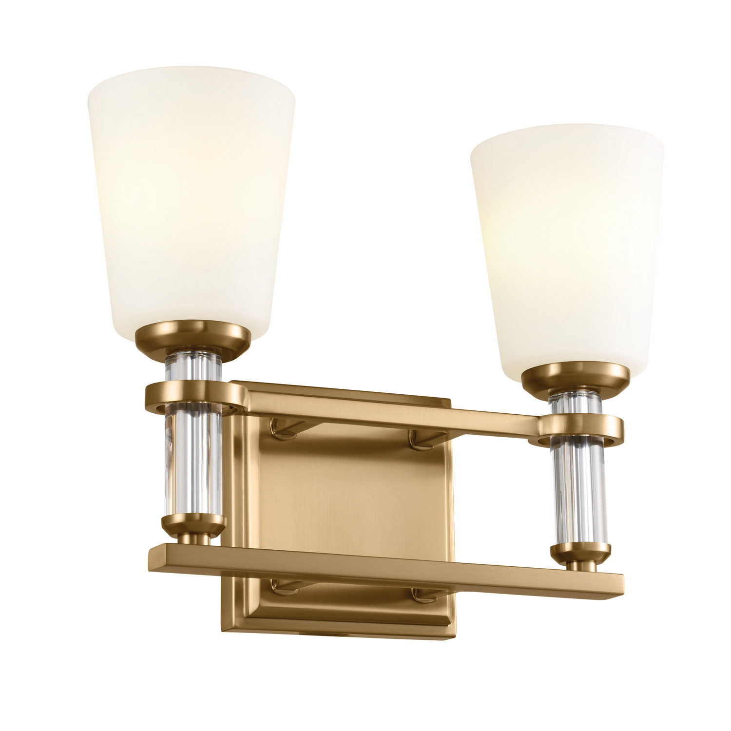 Brushed Natural Brass Two Light Bath from the Rosalind Collection