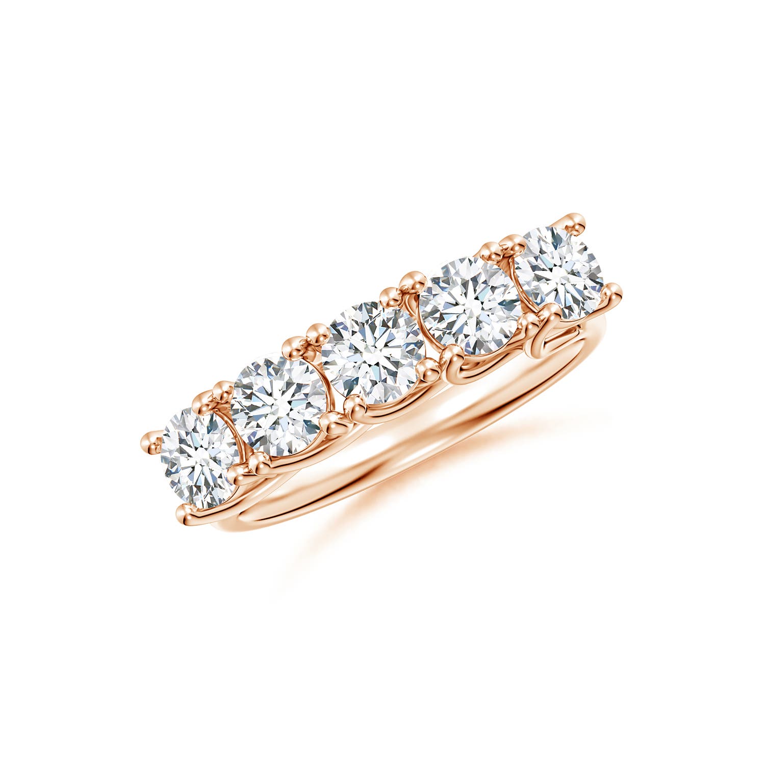 Angara 1.5 Carats Half Eternity Five Stone Diamond Wedding Band in 14K Rose Gold