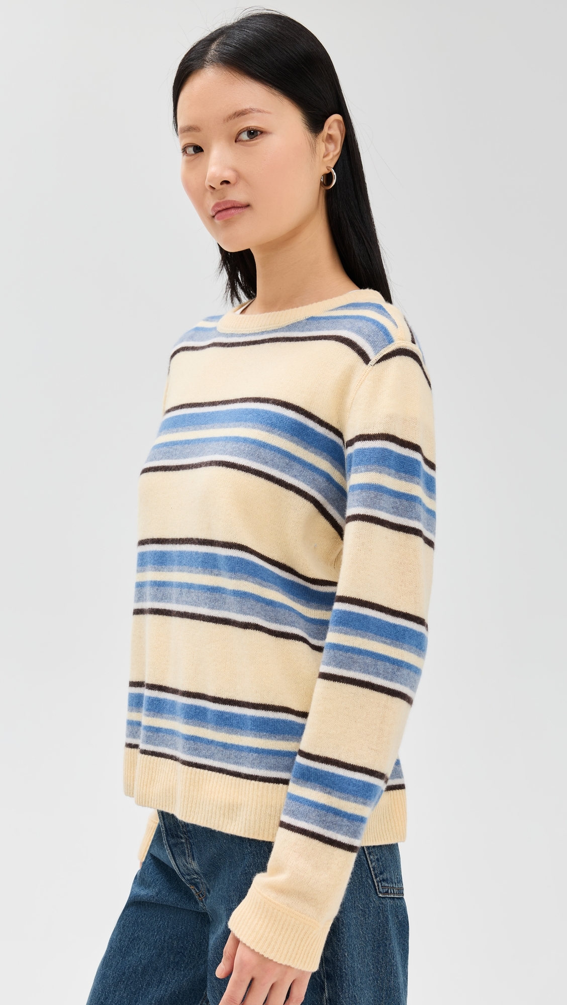 Cashmere Boyfriend Sweater Parmesan Multi Stripe 